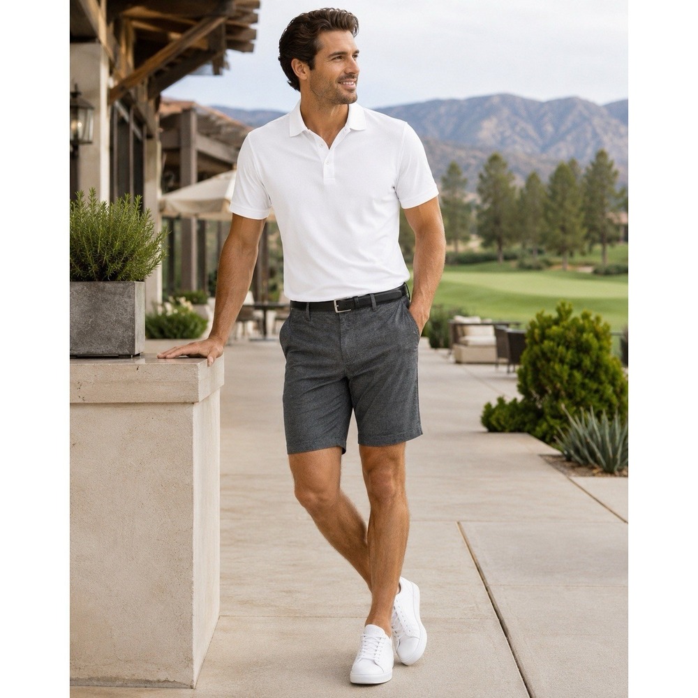 Express Mens Classic Fit Stretch Chino Shorts Charcoal Gray 10" Inseam Size 38
